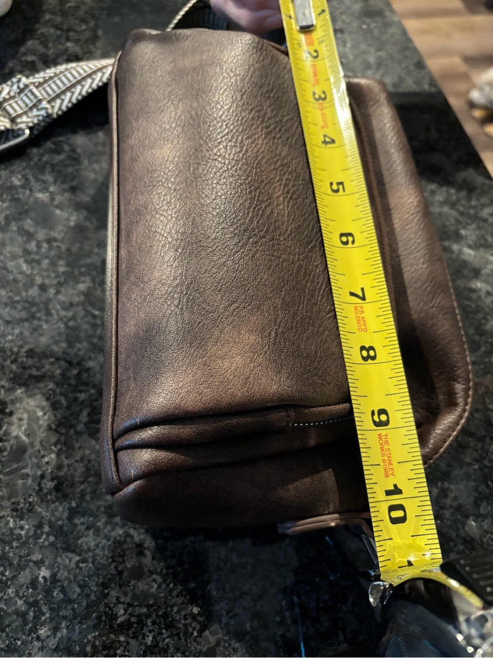 Dark Brown crossbody  Bag with Patterned Strap - Picture 3 of 4